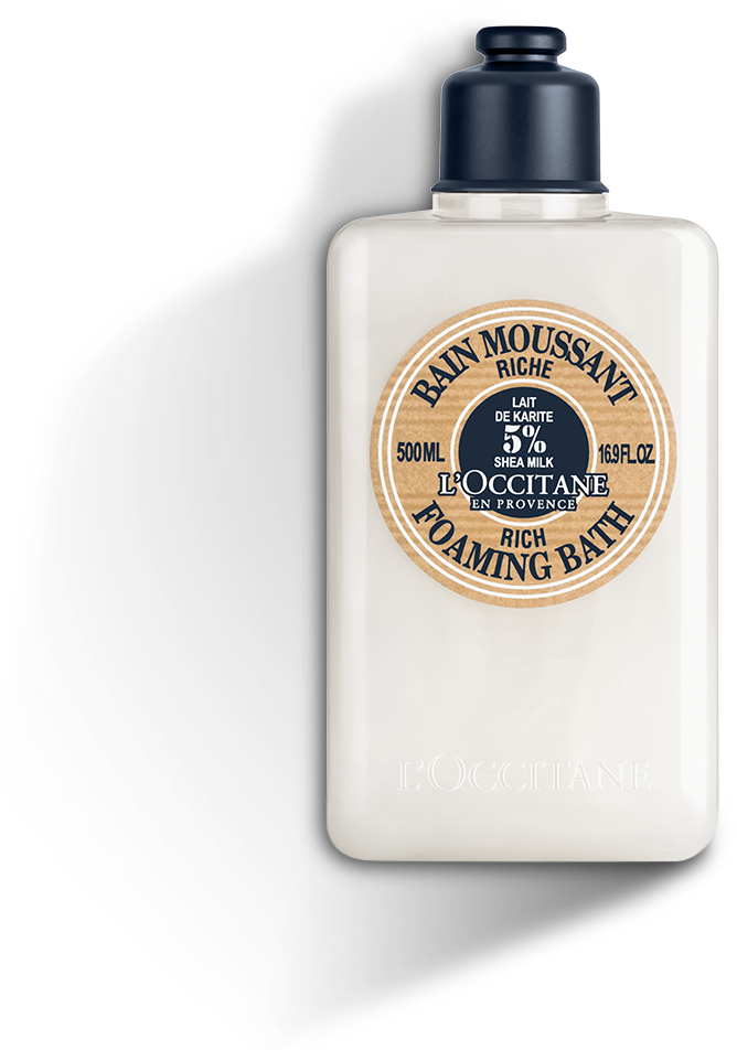 L' Occitane Shea Milk Rich Foaming Bath Bottle PNG image