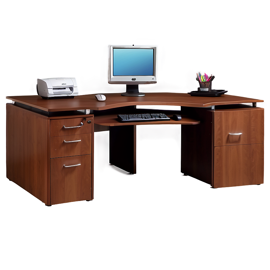 L-shaped Office Desk Png 06262024 PNG image