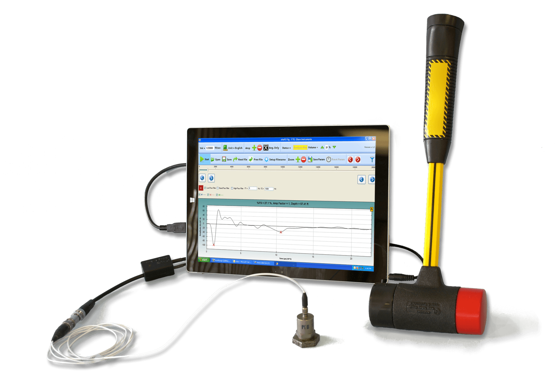 Laboratory Equipment Geophoneand Computer Analysis PNG image