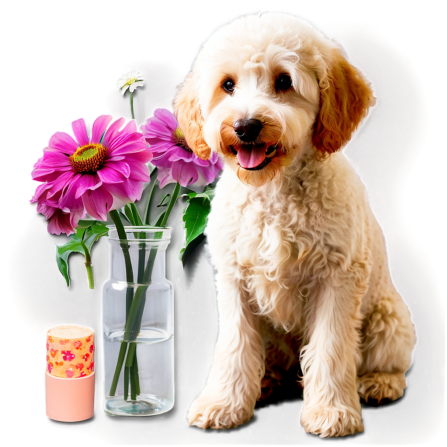 Labradoodle And Flowers Png 06262024 PNG image