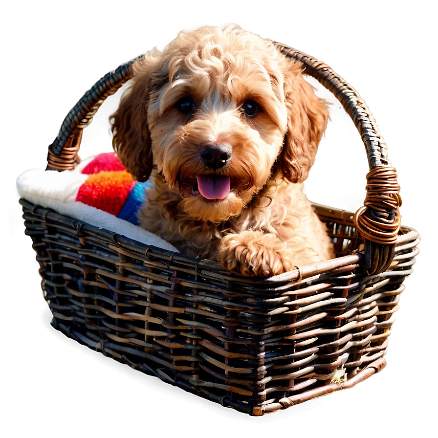 Labradoodle In A Basket Png 2 PNG image