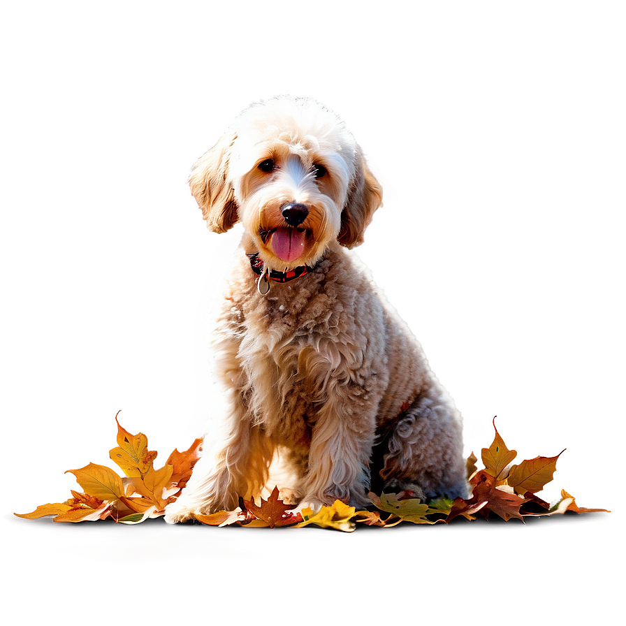 Labradoodle In Autumn Leaves Png 40 PNG image