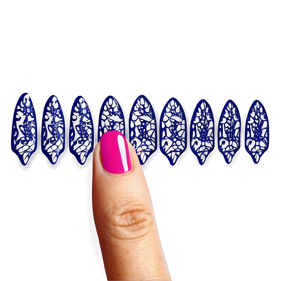 Lace Design Acrylic Nails Png Clf PNG image