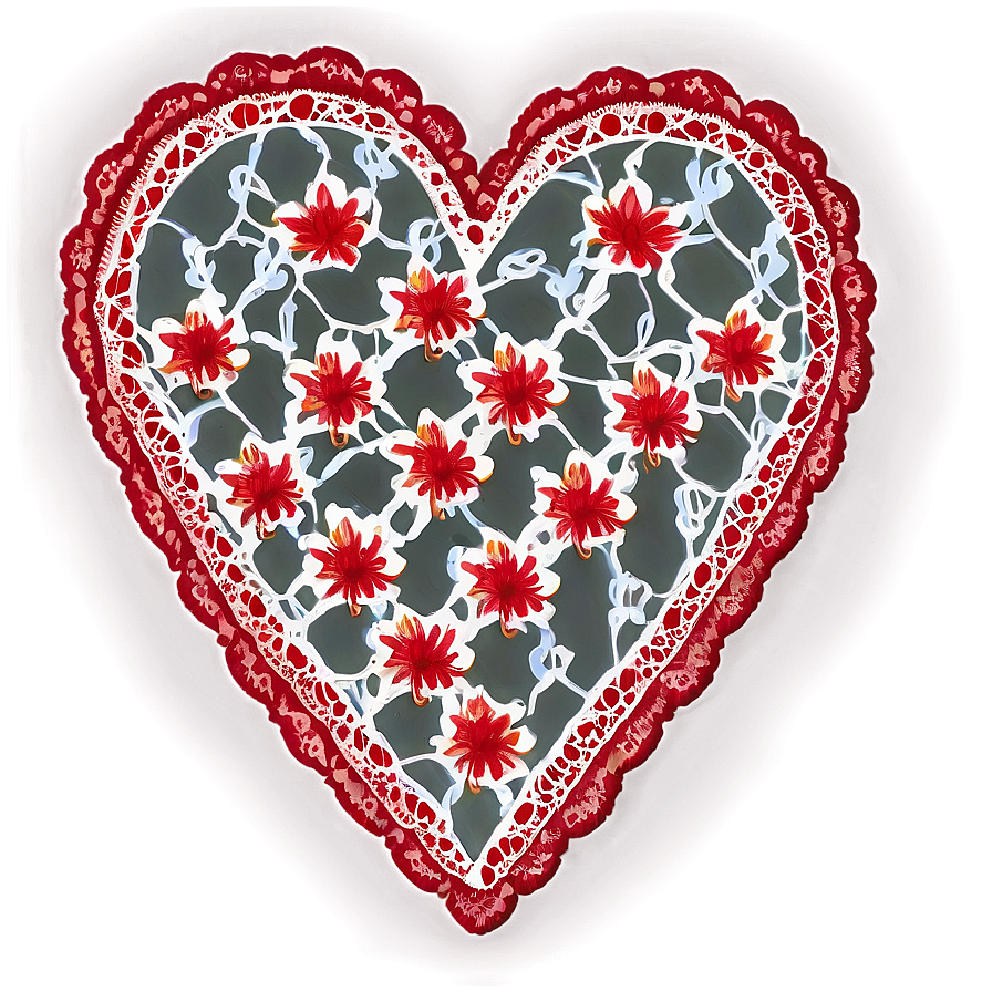 Lace Pattern Red Heart Emoji Png 25 PNG image