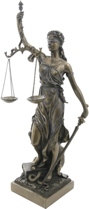 Lady Justice Statue Bronze Finish PNG image