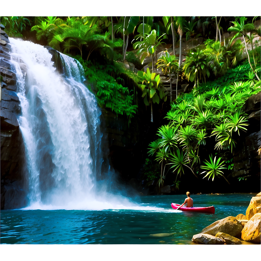 Lake Life Waterfall Exploration Png 22 PNG image