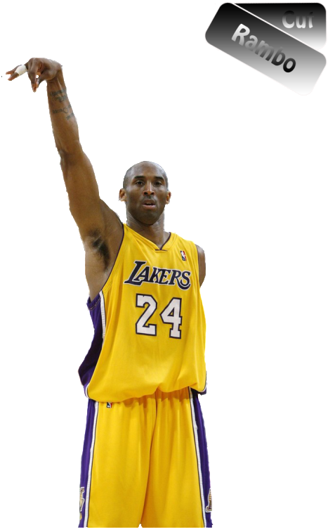 Lakers Basketball Player Pointing Up PNG image