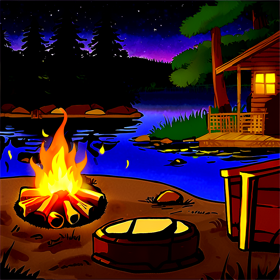 Lakeside Campfire Nights Png 06282024 PNG image