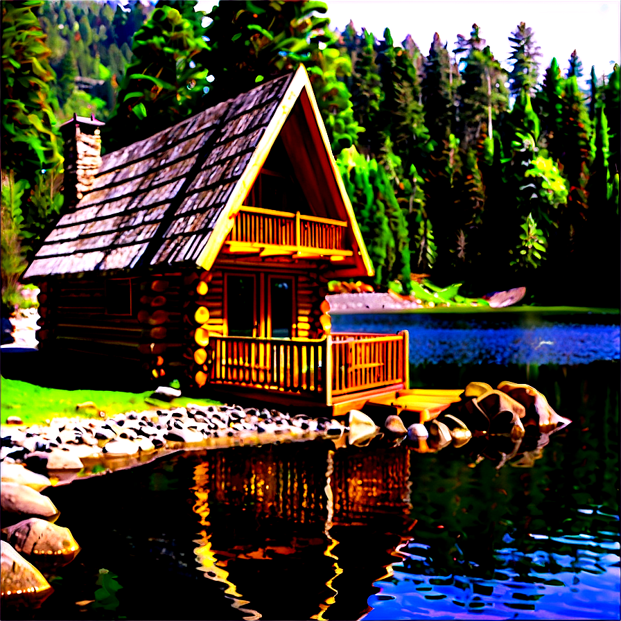 Lakeside Log Cabin Escape Png 06122024 PNG image