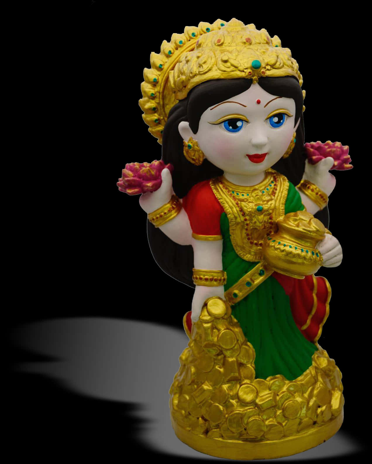 Lakshmi Statue Traditional Attire PNG image