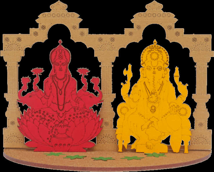 Lakshmiand Ganesha Cutout Artwork PNG image