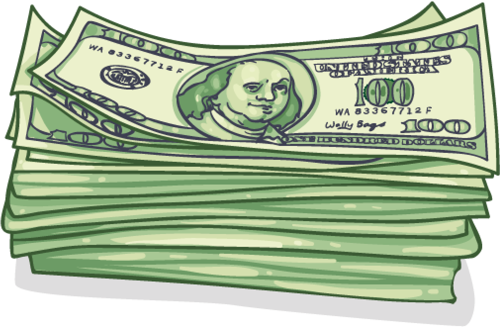 Large Stackof Hundred Dollar Bills PNG image