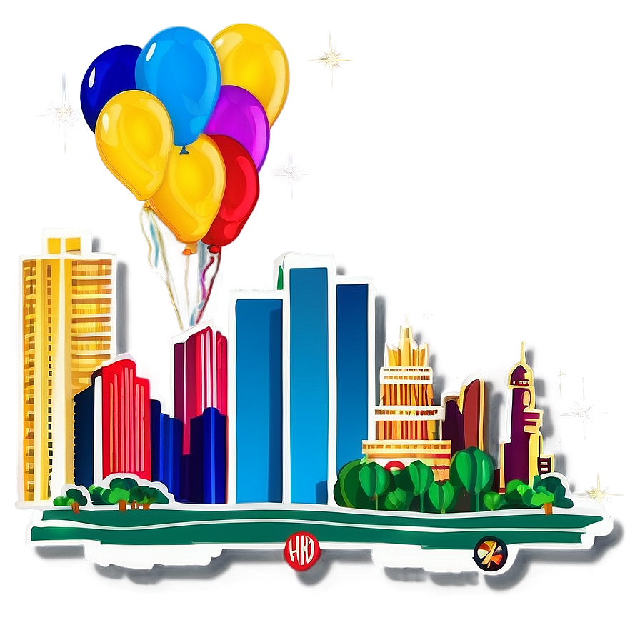 Las Vegas Skyline With Balloons Png Ljo PNG image