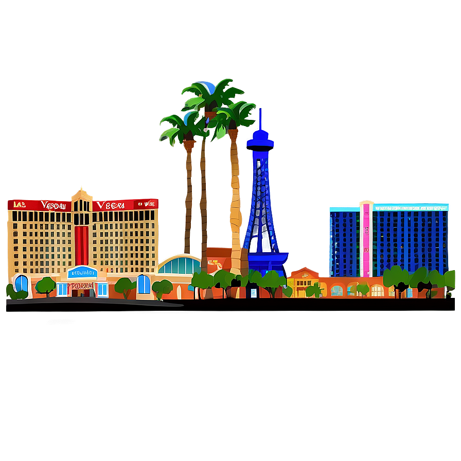 Las Vegas Skyline With Hotels Png Qxc PNG image