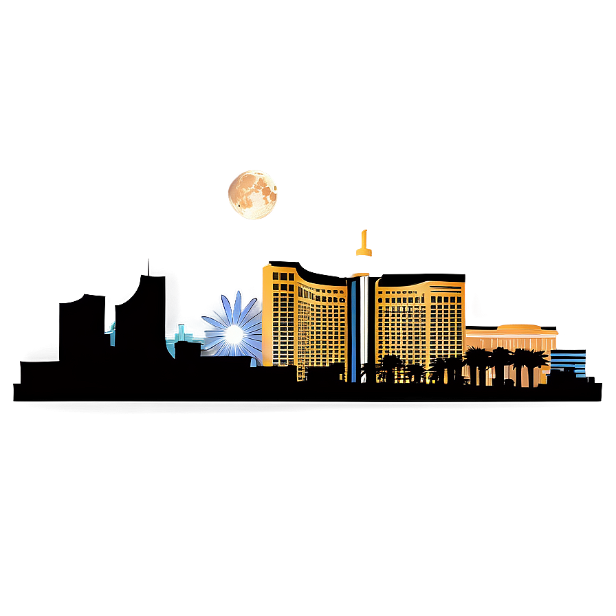 Las Vegas Skyline With Moon Png 5 PNG image