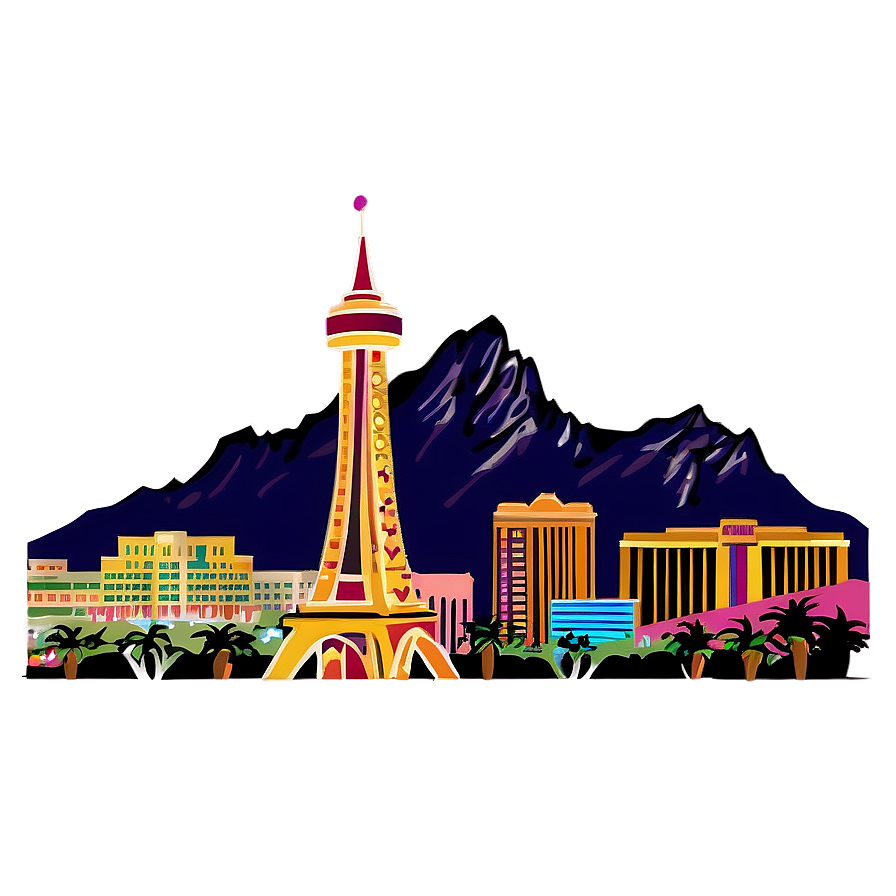 Las Vegas Skyline With Mountains Png Hww PNG image