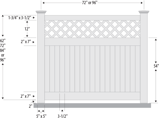 Lattice Top Vinyl Fence Diagram PNG image