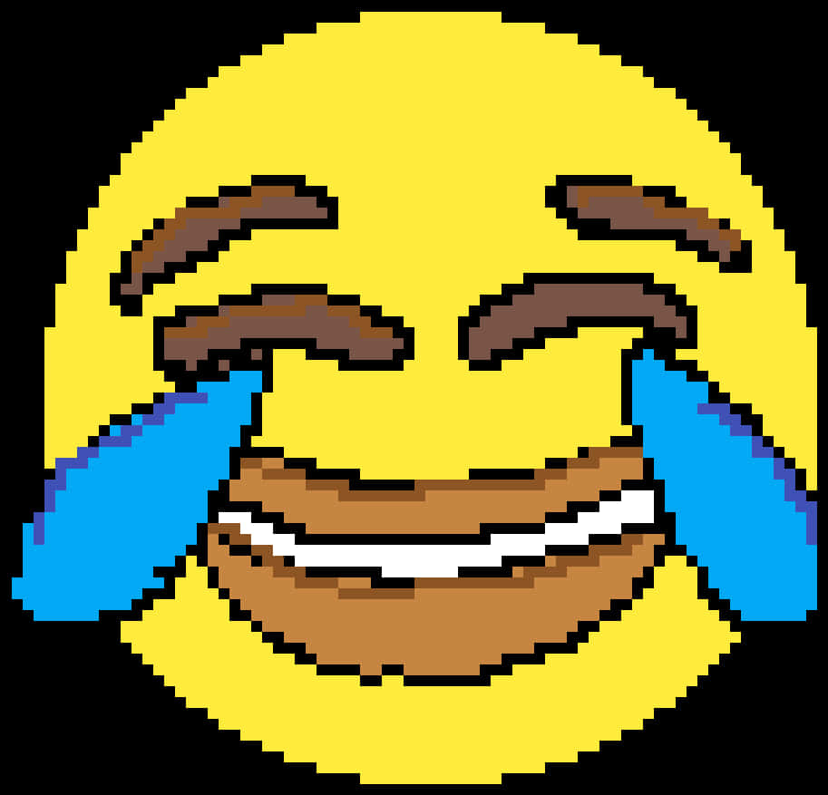 Laughing Emoji With Tears Pixel Art.png PNG image