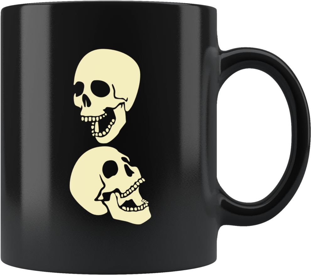 Laughing Skulls Black Mug PNG image