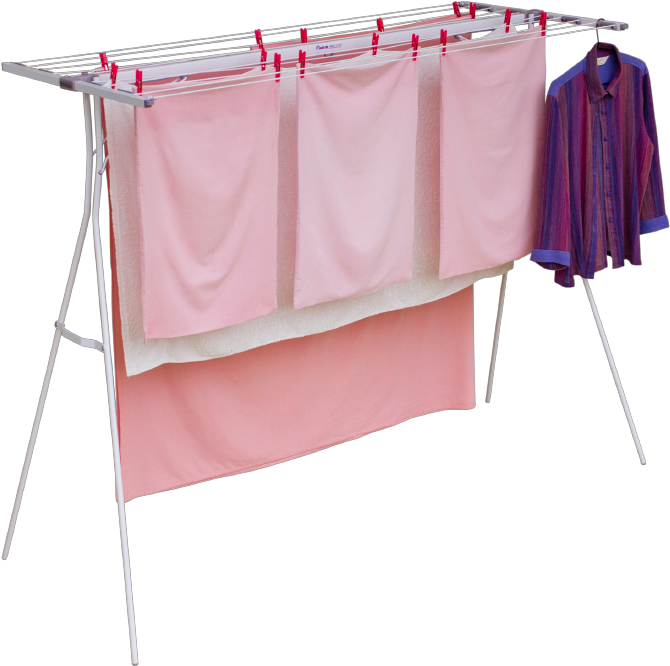 Laundry Drying Rackwith Clothes PNG image