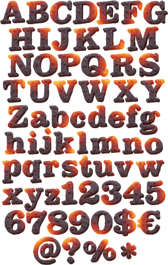 Lava Style Alphabet Font PNG image