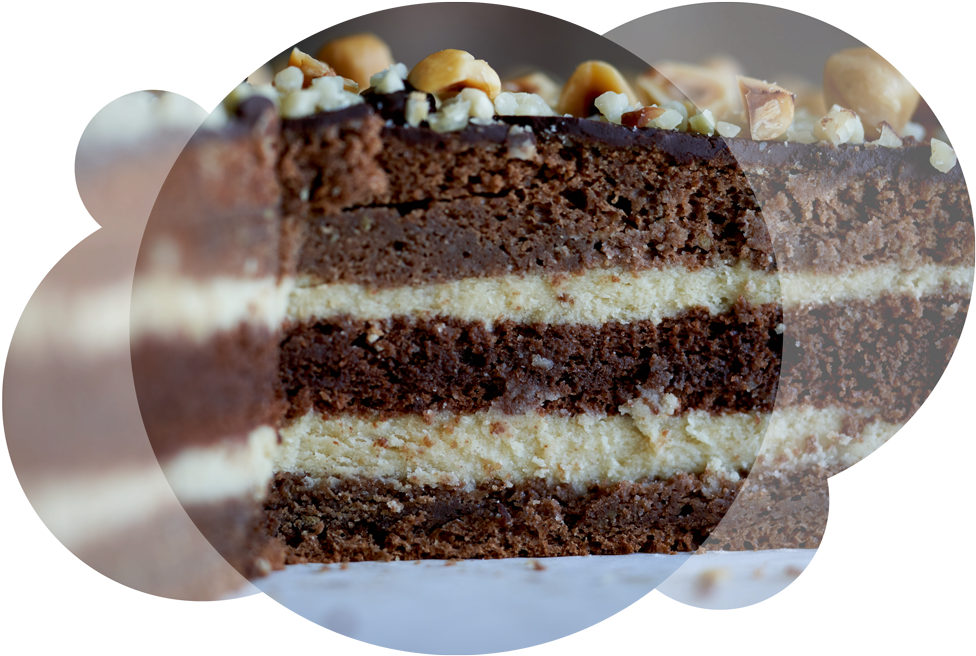 Layered Chocolate Cakewith Nuts PNG image