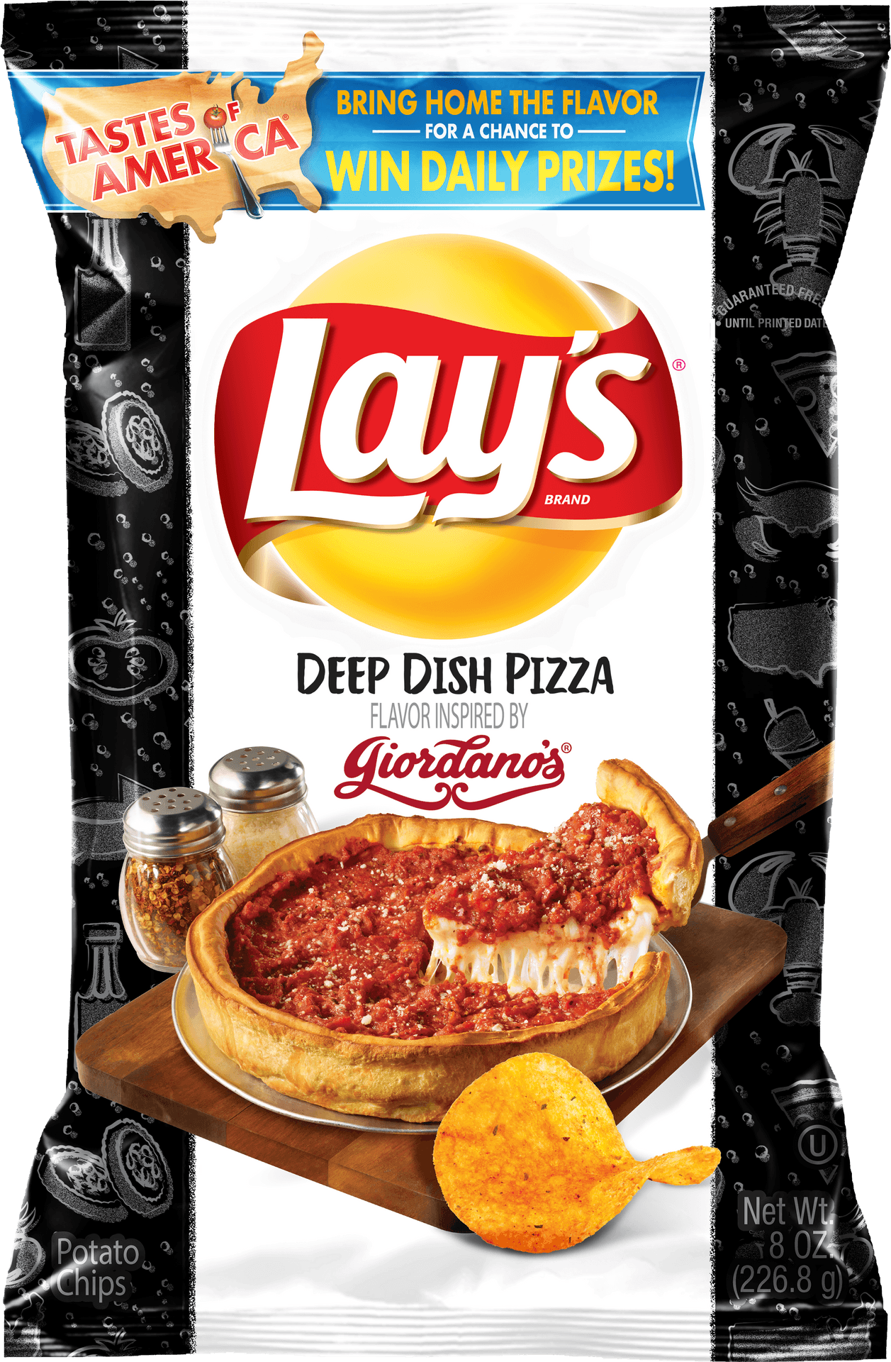 Lays Deep Dish Pizza Flavor Chips Packaging PNG image