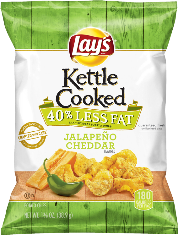 Lays Kettle Cooked Jalapeno Cheddar Chips Package PNG image