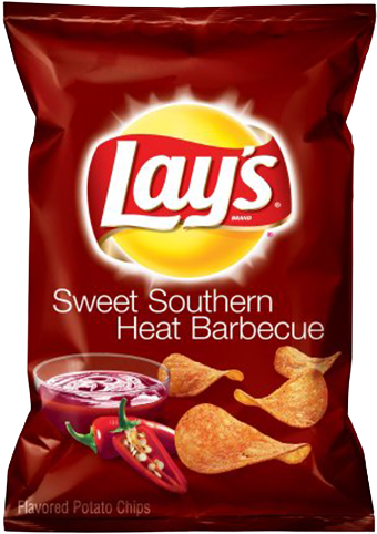 Lays Sweet Southern Heat Barbecue Chips Package PNG image