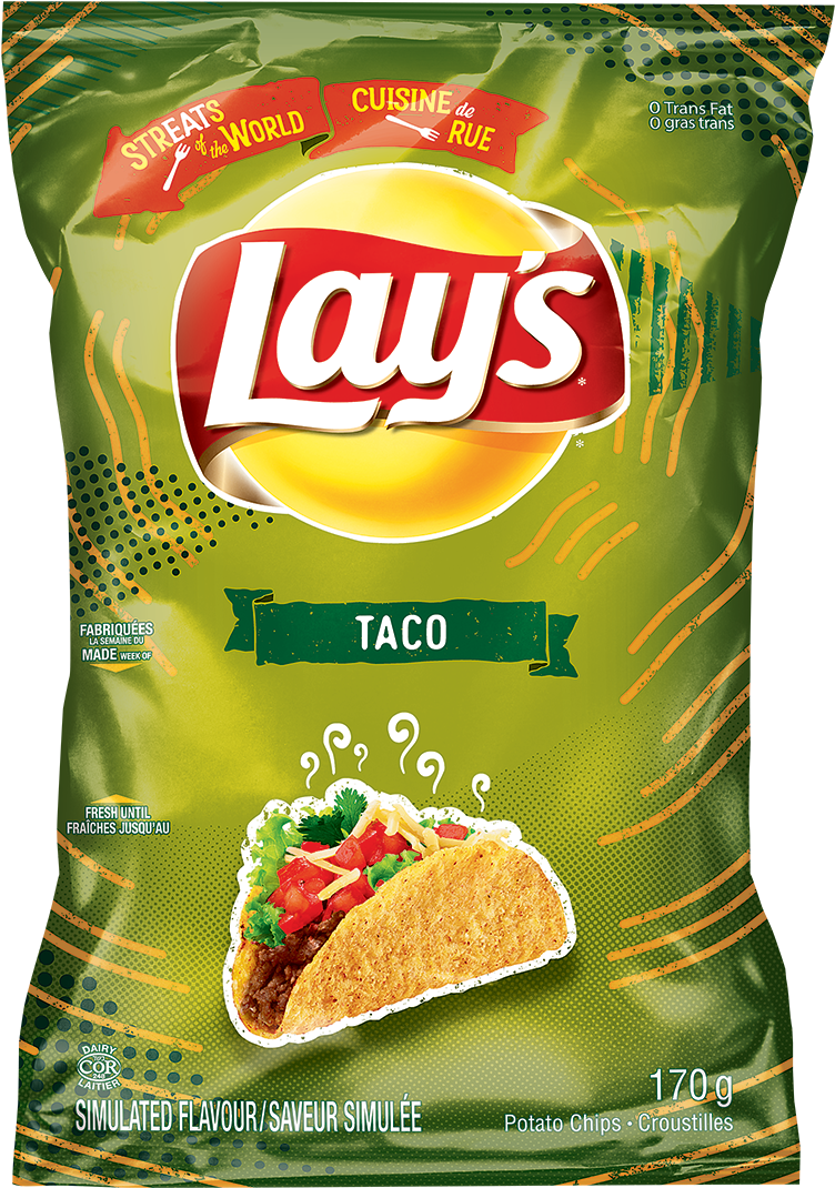 Lays Taco Flavored Chips Package PNG image