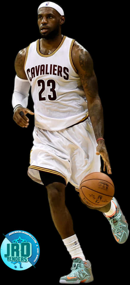 Le Bron Cavaliers Dribbling Action PNG image