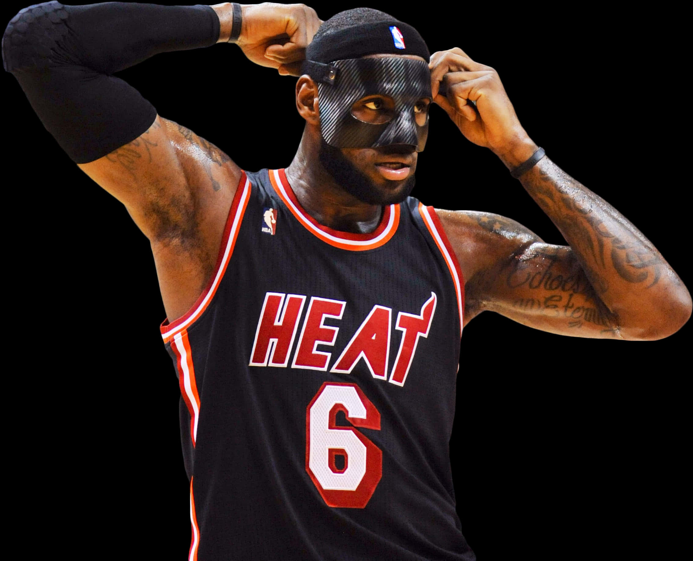 Le Bron Heat Black Mask PNG image