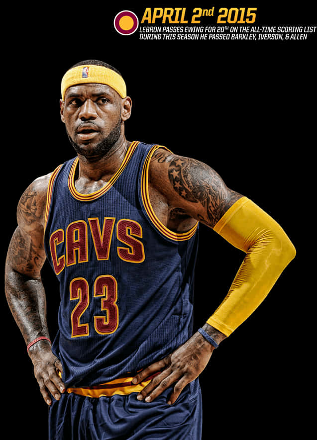 Le Bron James Cleveland Cavaliers Scoring Milestone April2015 PNG image