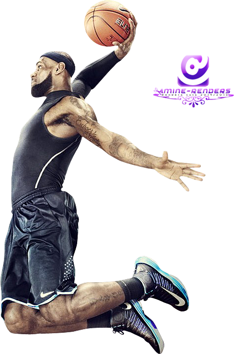 Le Bron James Dunk Pose PNG image