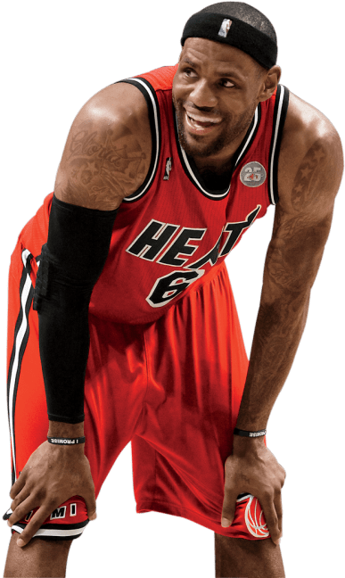 Le Bron Miami Heat Basketball Action Pose PNG image