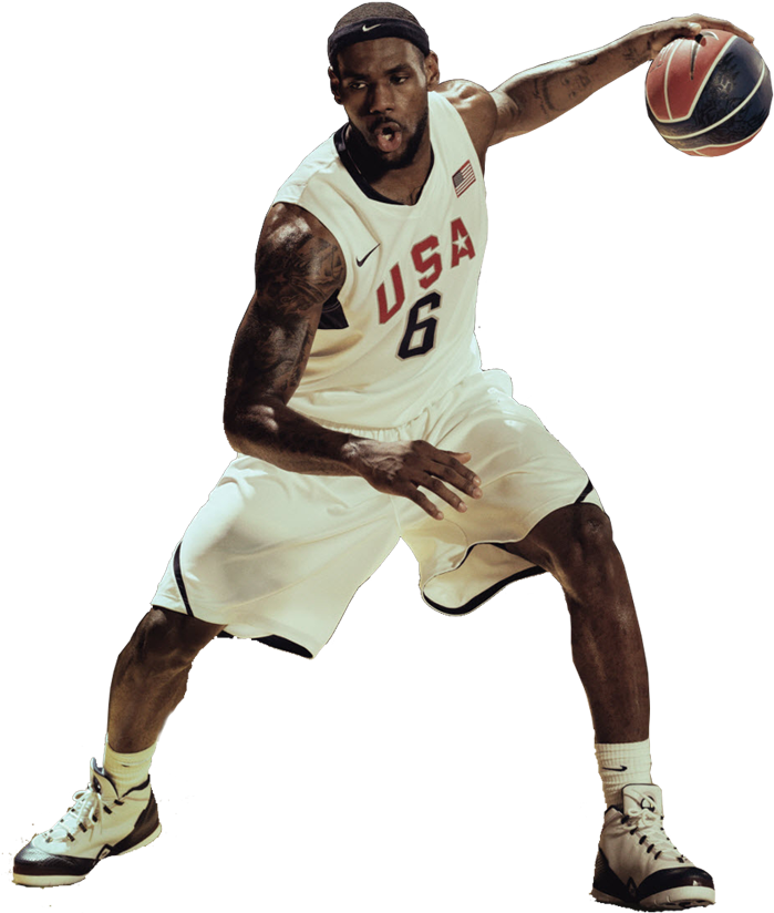 Le Bron U S A Basketball Action Pose PNG image