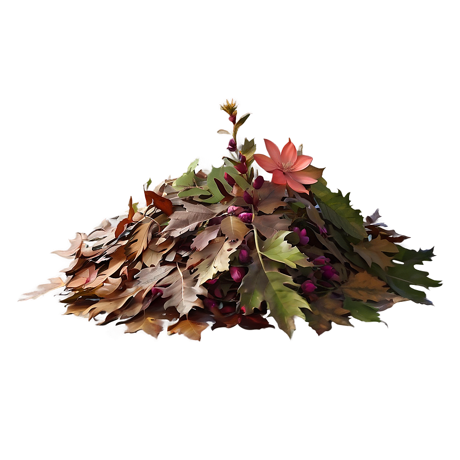 Leaf Pile With Flowers Png 11 PNG image