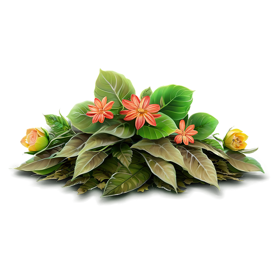 Leaf Pile With Flowers Png Orq PNG image