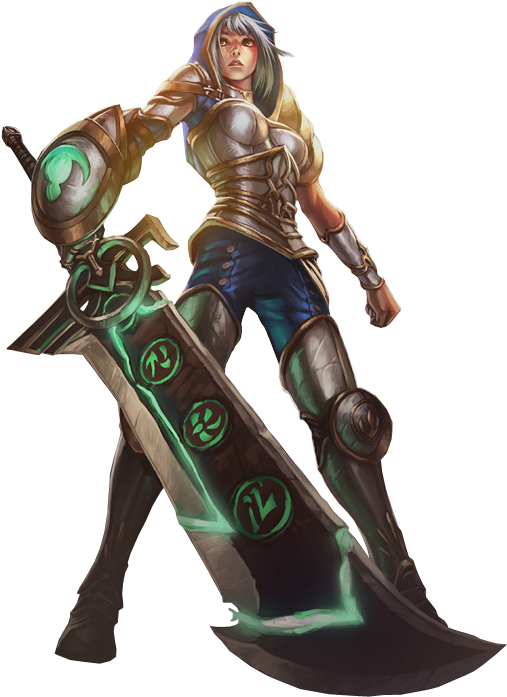 Leagueof Legends Championwith Green Runic Sword PNG image