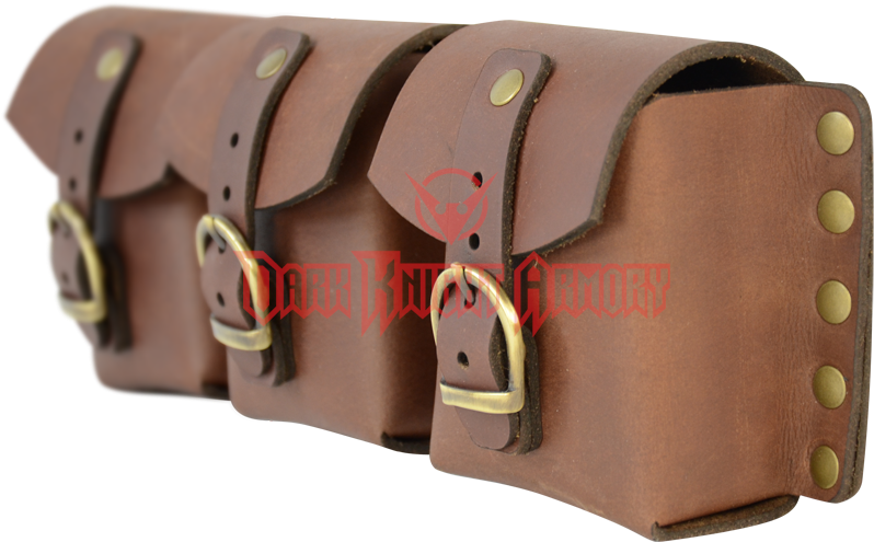 Leather Belt Pouches Brown PNG image