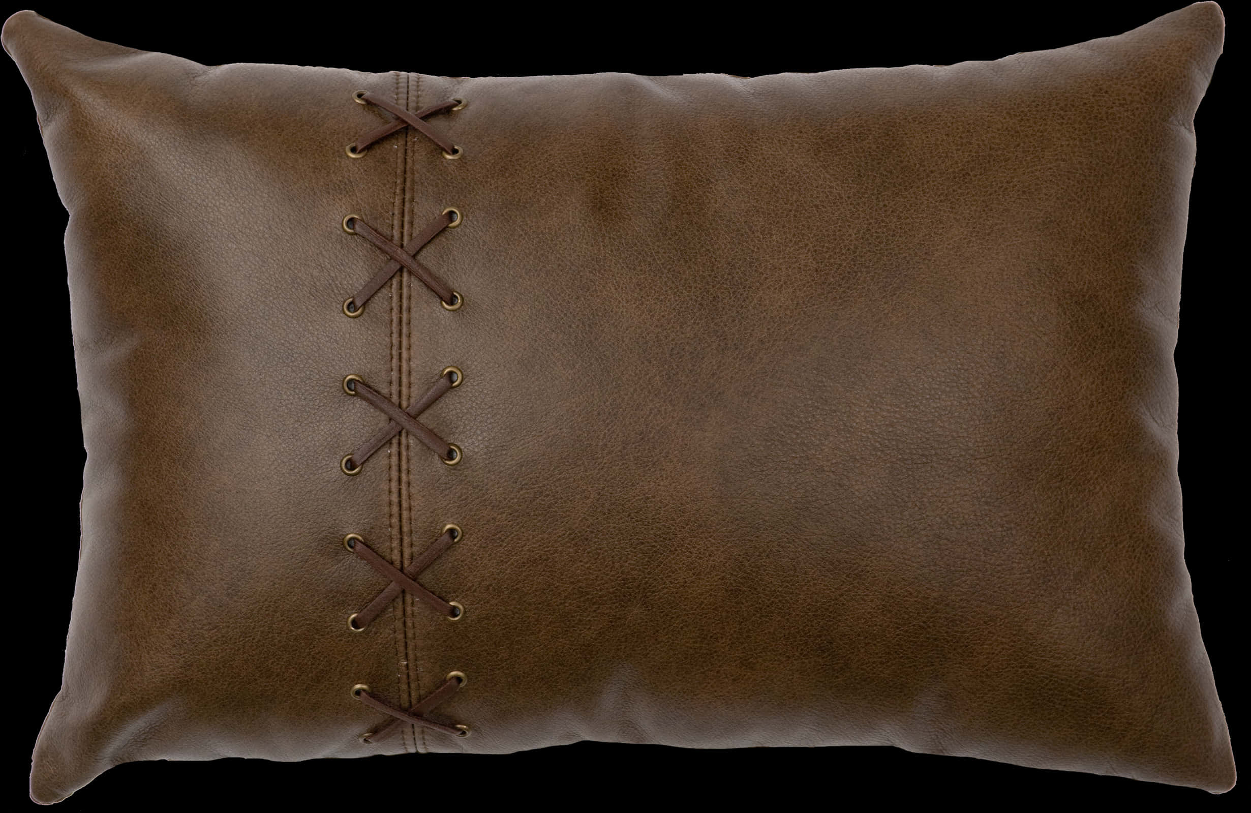 Leather Pillowwith Lace Up Detail PNG image