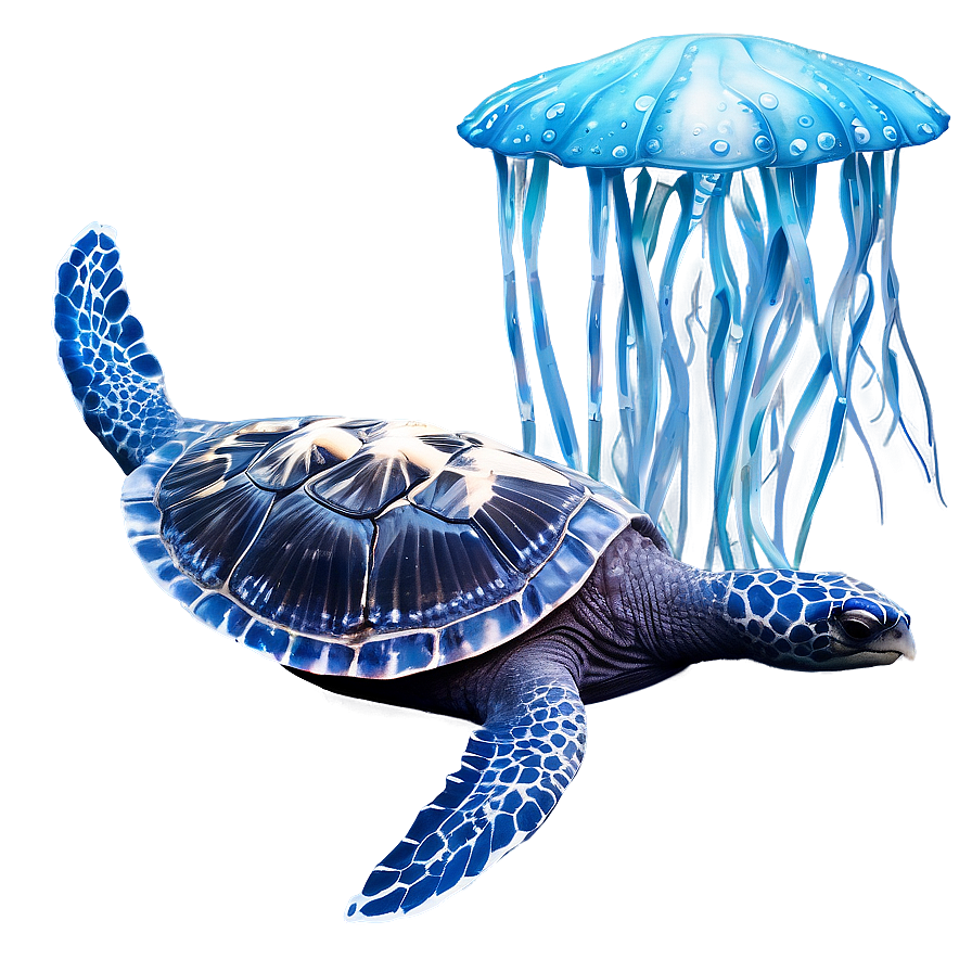 Leatherback Turtle With Jellyfish Png 06292024 PNG image