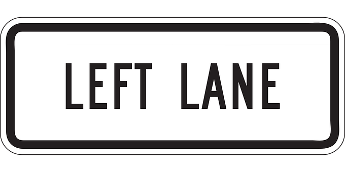 Left Lane Sign Blackand White PNG image