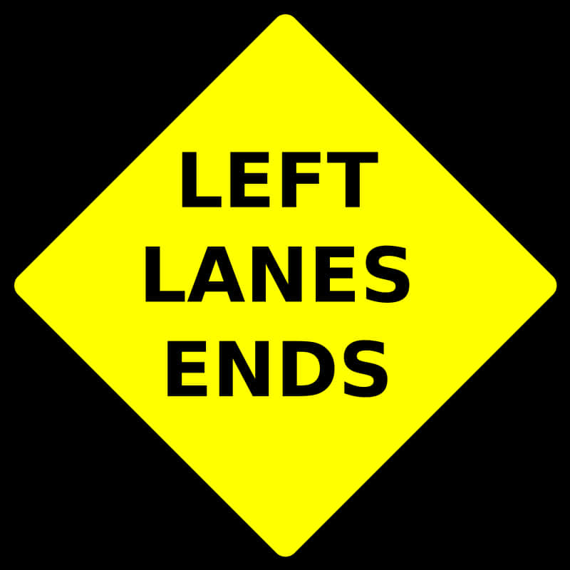 Left Lanes Ends Traffic Sign PNG image