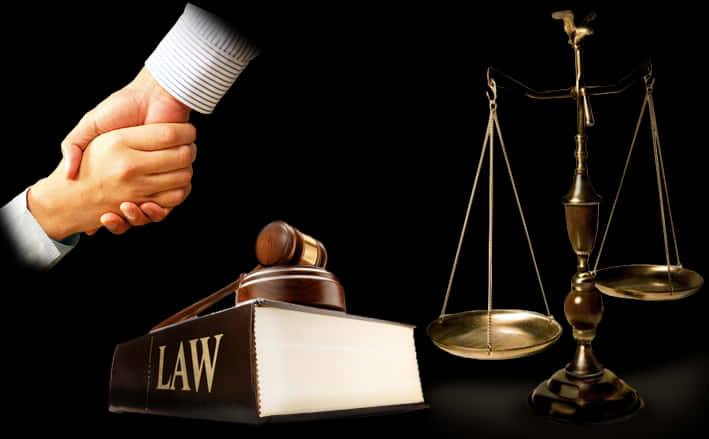 Legal Handshakeand Justice Symbols PNG image