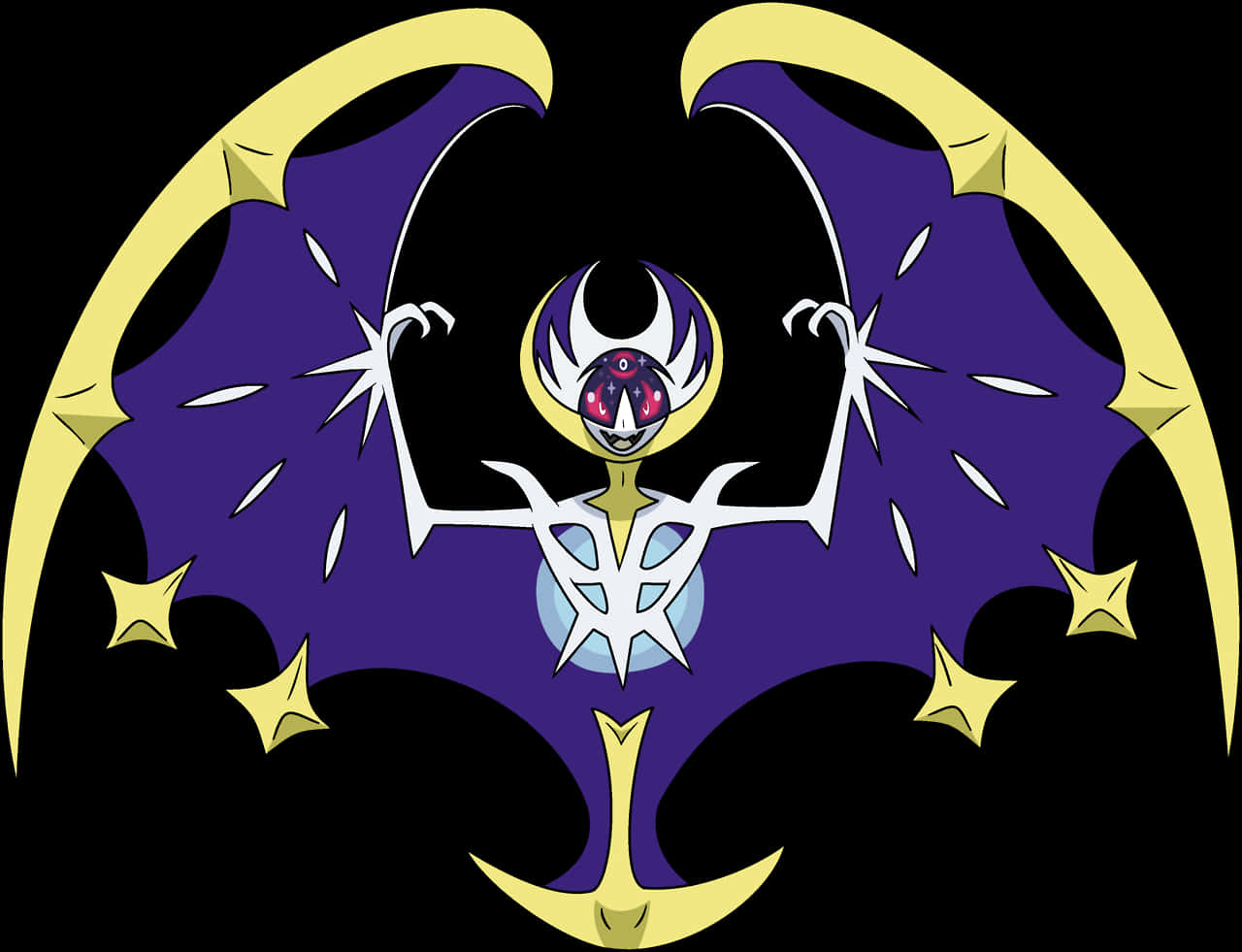 Legendary Pokemon Lunala Artwork PNG image