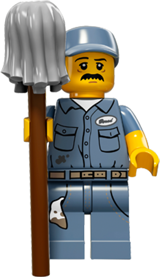 Lego Janitor Figurewith Mop PNG image
