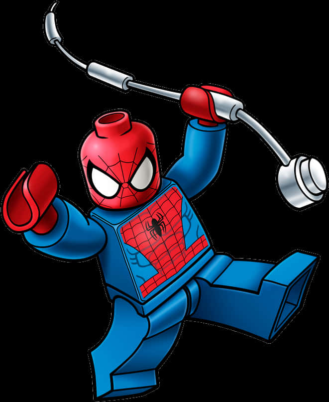 Lego Spiderman Swinging Action PNG image