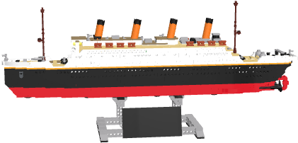 Lego Titanic Model Display PNG image