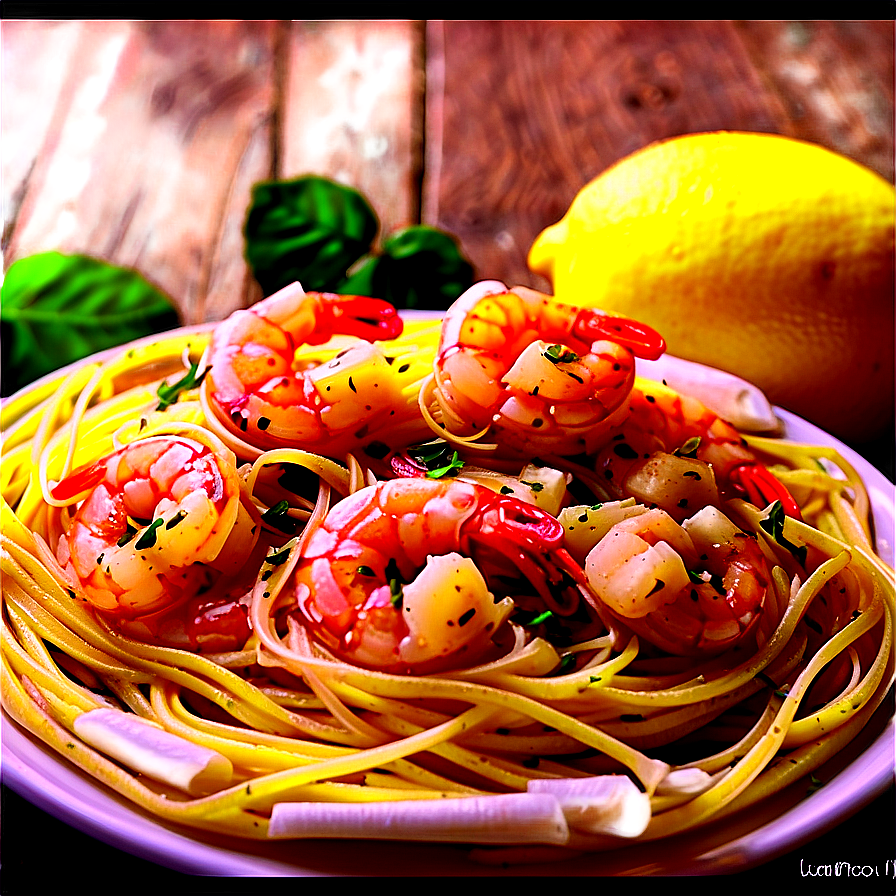 Lemon Garlic Shrimp Pasta Png 10 PNG image